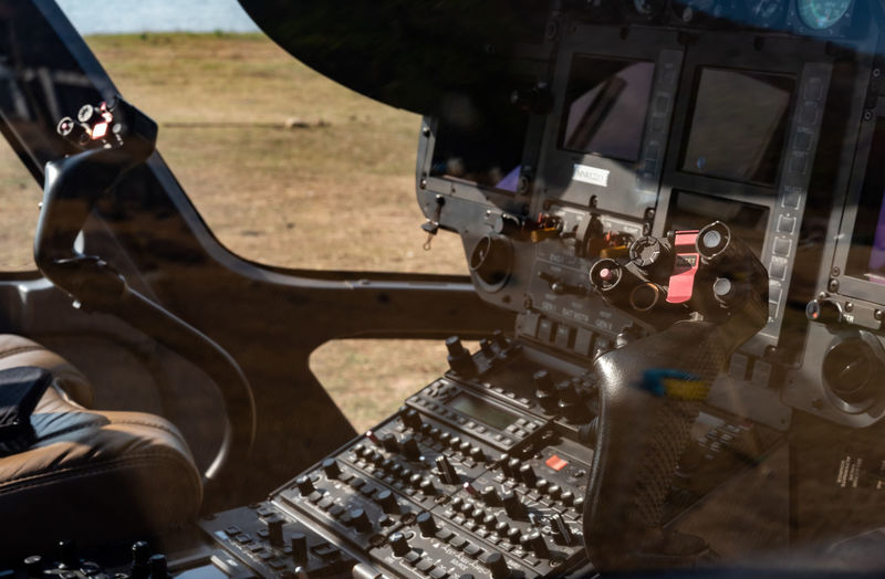 Close-up of cockpit helicopter