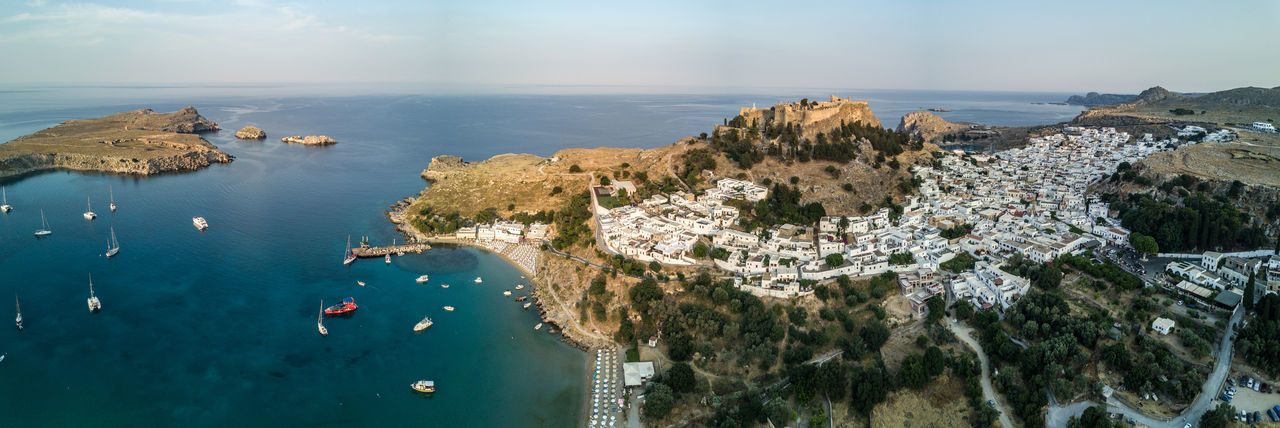 The beautiful small town of lindos on the greek island named rhodes. unesco world heritage.
