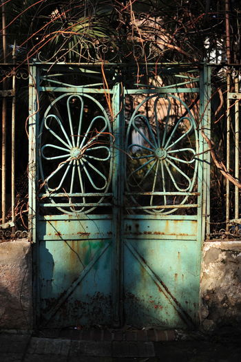 Closed gate of old building