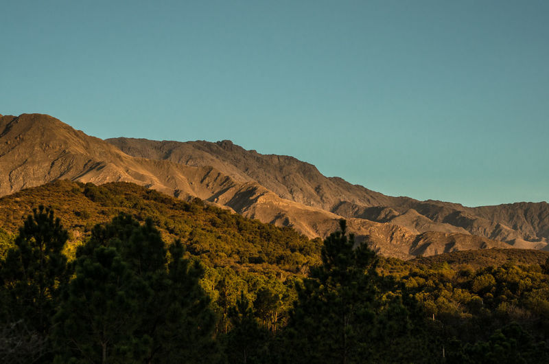 Scenic view of mountains against clear sky