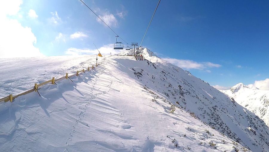 Scenic view of snow covered mountain against sky