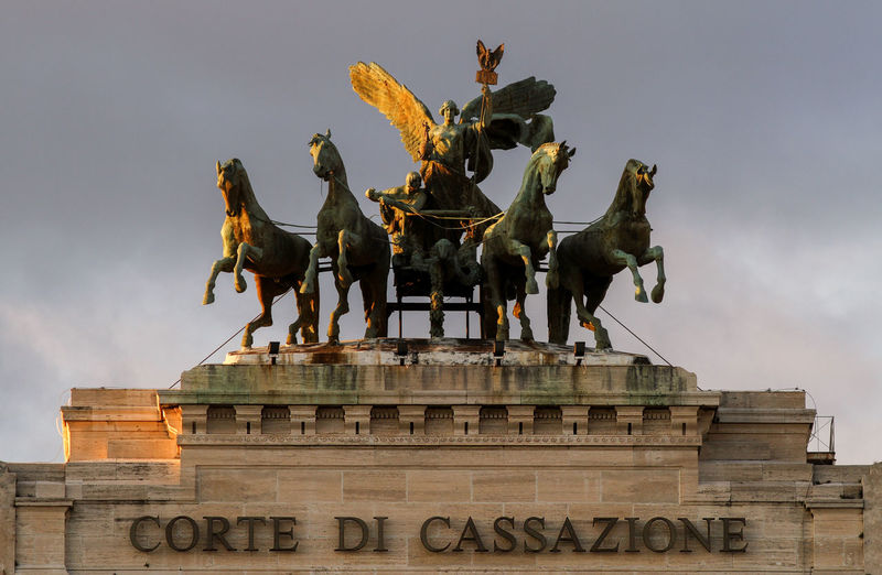 Bronze quadriga on the palace of justice in rome