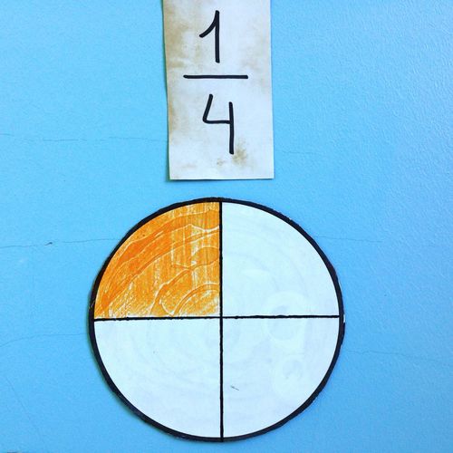Close-up of mathematical symbol with number on blue wall