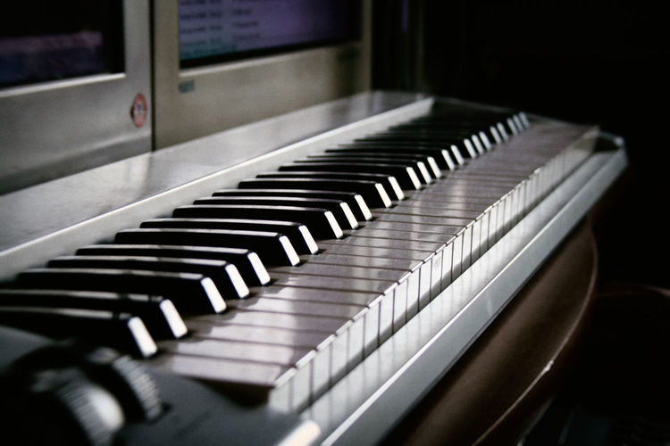 Close-up of piano keys