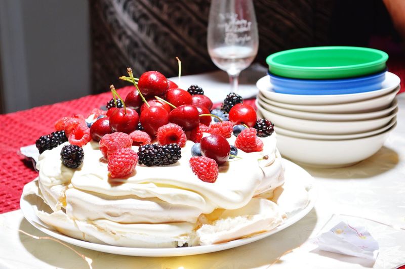Close-up of fruit cake on table