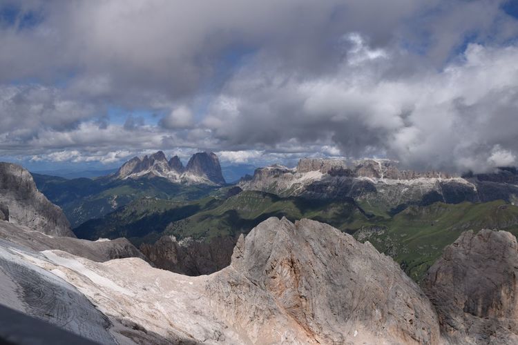 Dolomites mountains seen from mt marmolada during winter