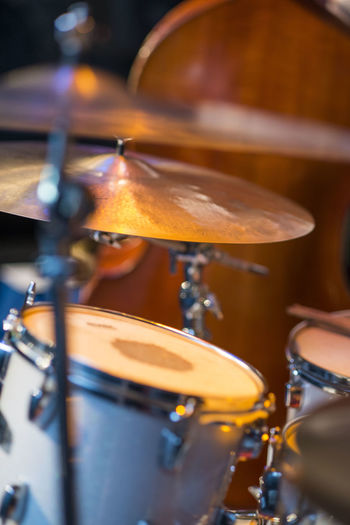 Close-up of drum kit