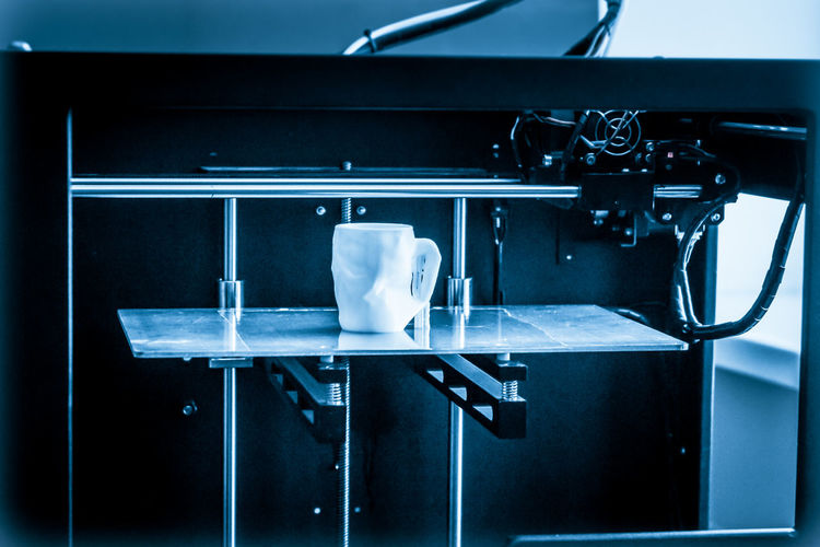 Close-up of cup on 3d printer