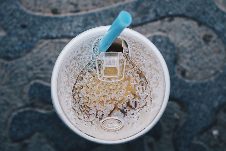 High angle view of drink in glass
