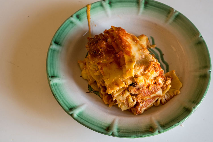 High angle view of food in plate
