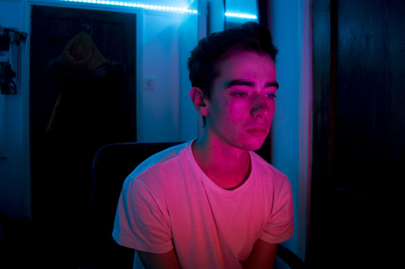 Self portrait Portrait One Person Pink Color Colour Color Pink Blue The1975 Light Longexposure Young Adult Night Indoors People First Eyeem Photo EyeEmNewHere Neon Life