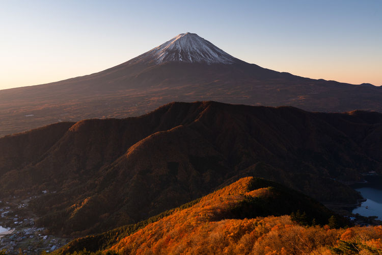 Mt. fuji and the mountains with autumn colors