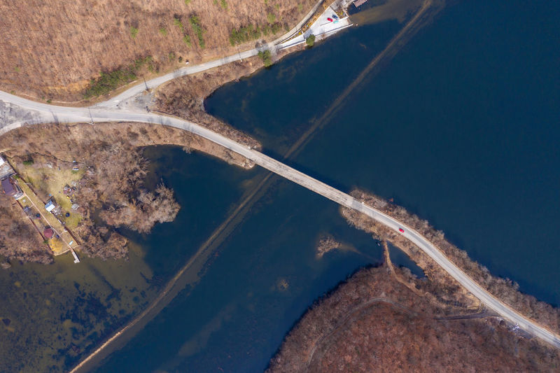 Aerial view of bridge over sea