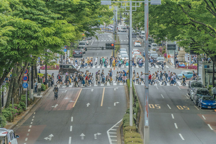 Group of people on city street