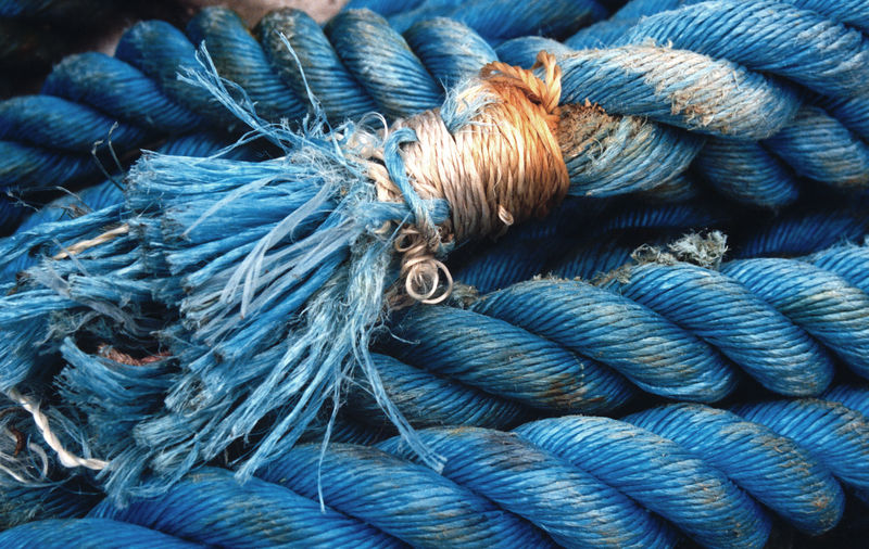 Full frame shot of blue ropes