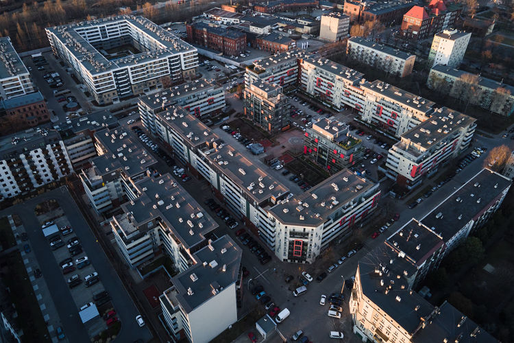 Aerial view of modern residential complex in european city