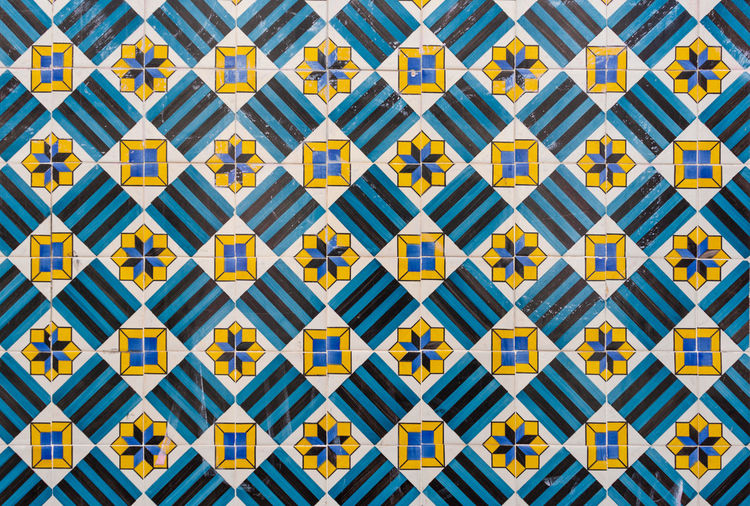 Star stripe and square patterned portugese tiles texture