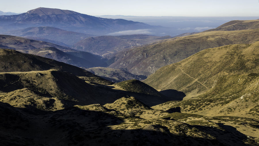 Scenic view of mountains against sky