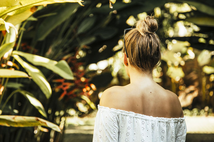 Rear view of woman