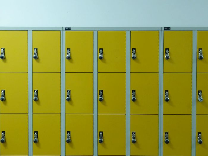Close-up of yellow locker