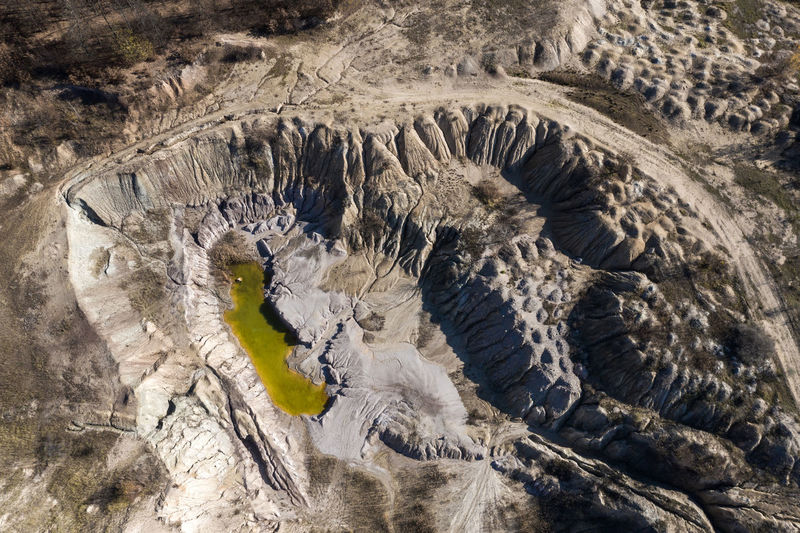 High angle view of volcanic landscape