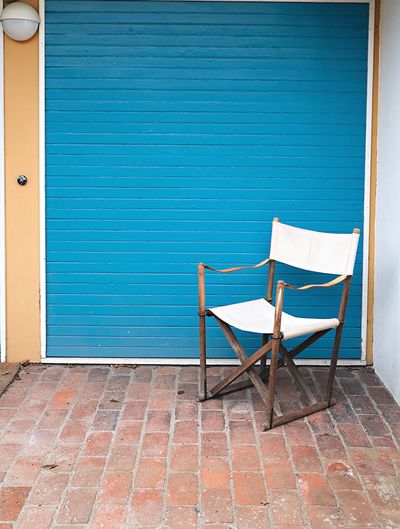 Close-up of blue wooden door