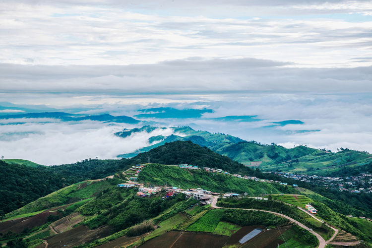 High angle view of landscape against sky