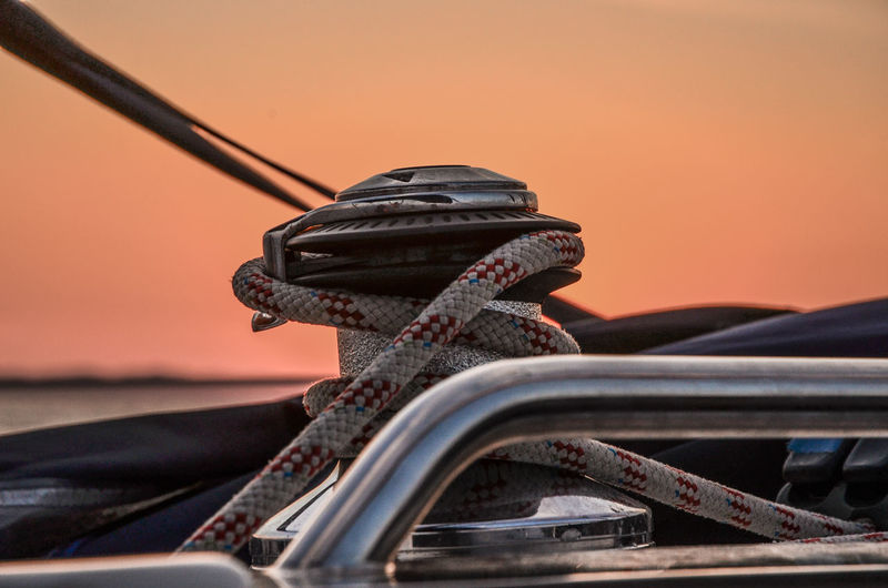 Close-up of rope tied up of boat