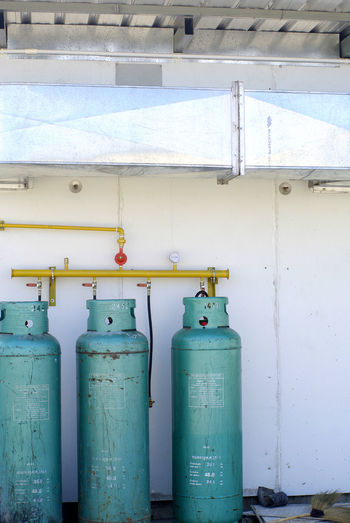 Cooking gas tanks connected with pipe outdoor for restaurant safety