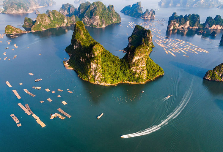 High angle view of sea against sky
