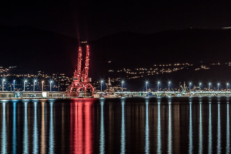 Illuminated city at night