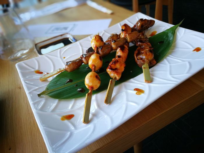 Close-up of food in plate on table