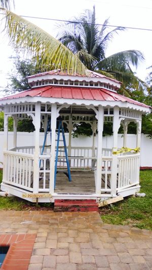 Gazebo in front of built structure
