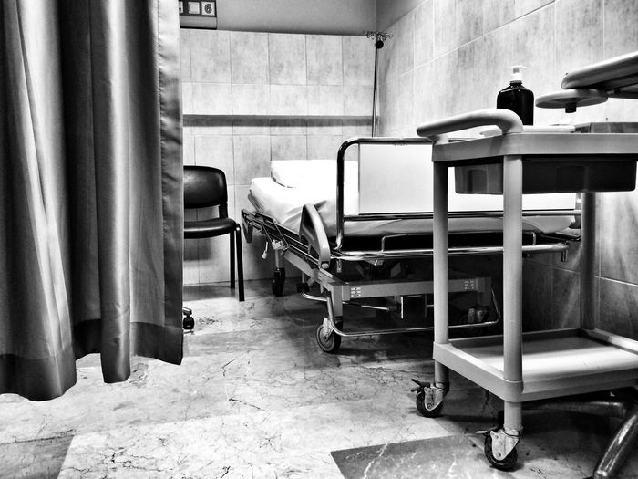 Empty bed in hospital