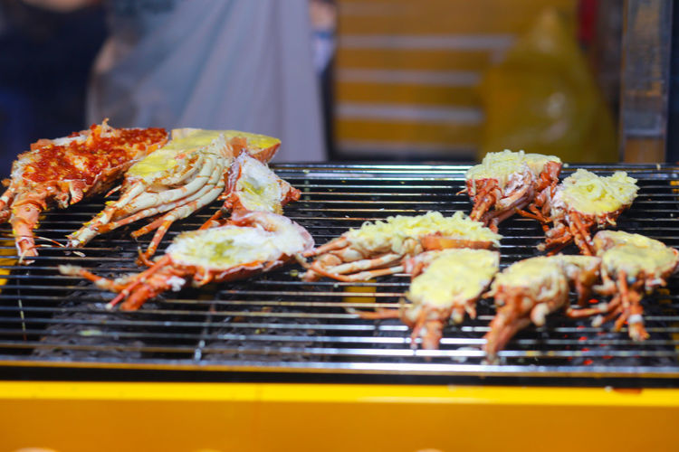 Grilled lobster shrimp with cheese and butter garlic