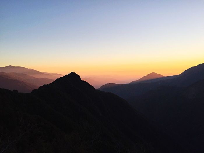 Scenic view of mountains against clear sky at sequoia national park