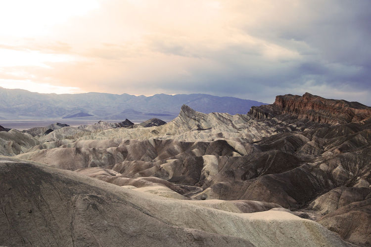 Rock formations on landscape against sky, zabriskie point, death valley, california, usa 