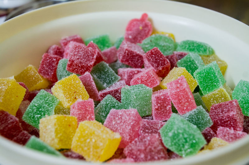 Close-up of sweets in bowl