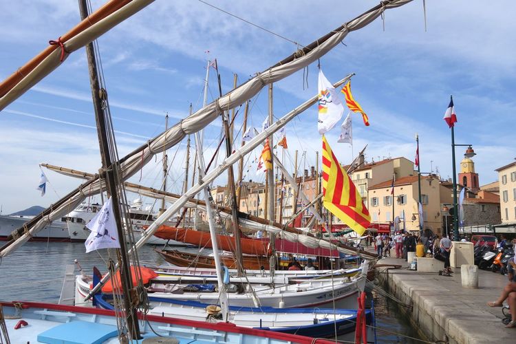 Boats moored at harbor in st tropez