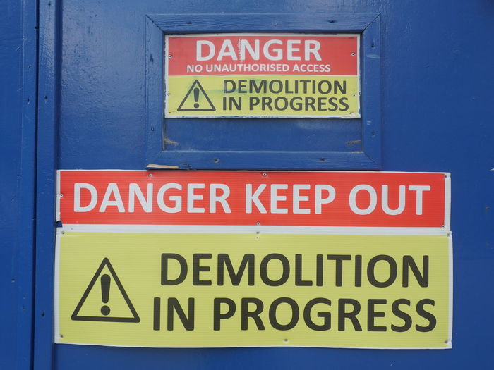 Close-up of information sign