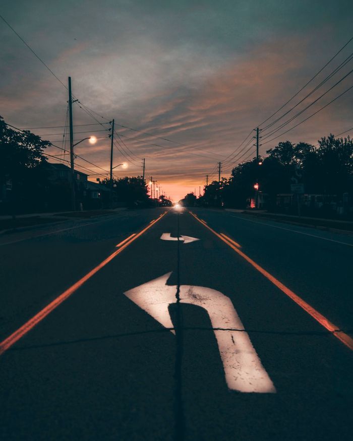 VIEW OF ROAD AT SUNSET