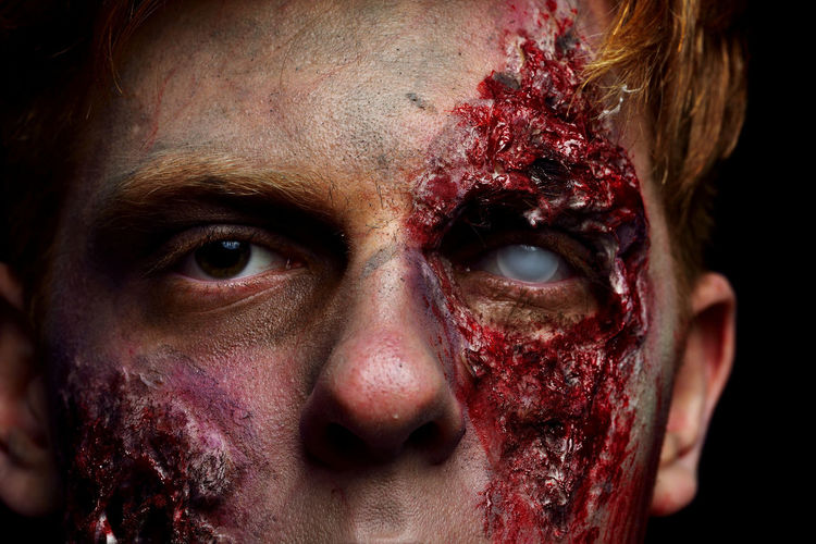Portrait of man with zombie make-up