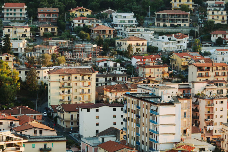 High angle view of buildings in italian city