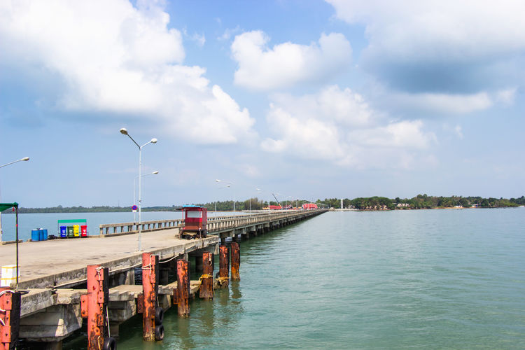 Laem sok pier is a deep seaport a long concrete jetty extended into the sea for ferry services.