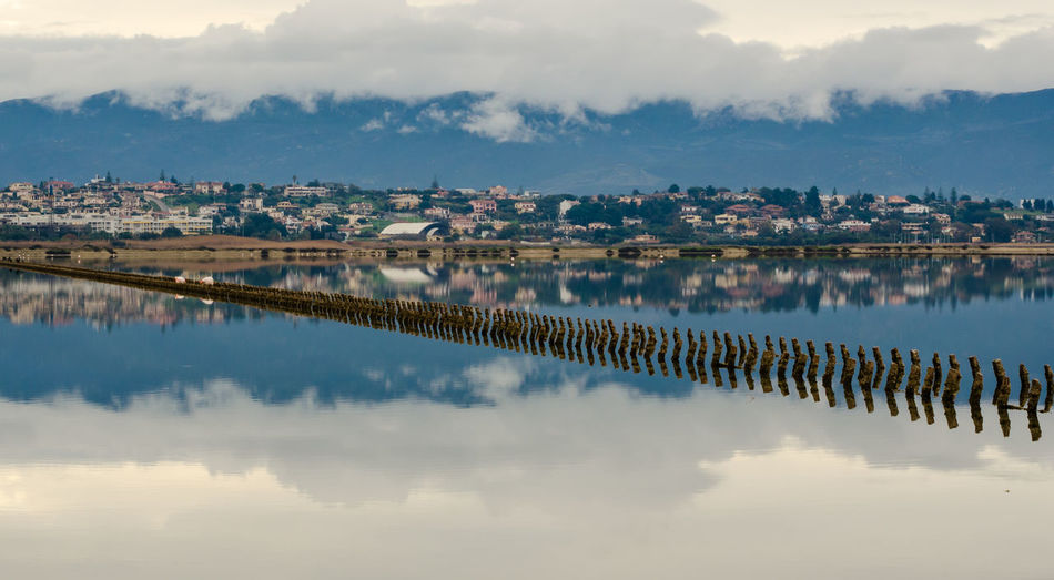 Reflection of built structures in water