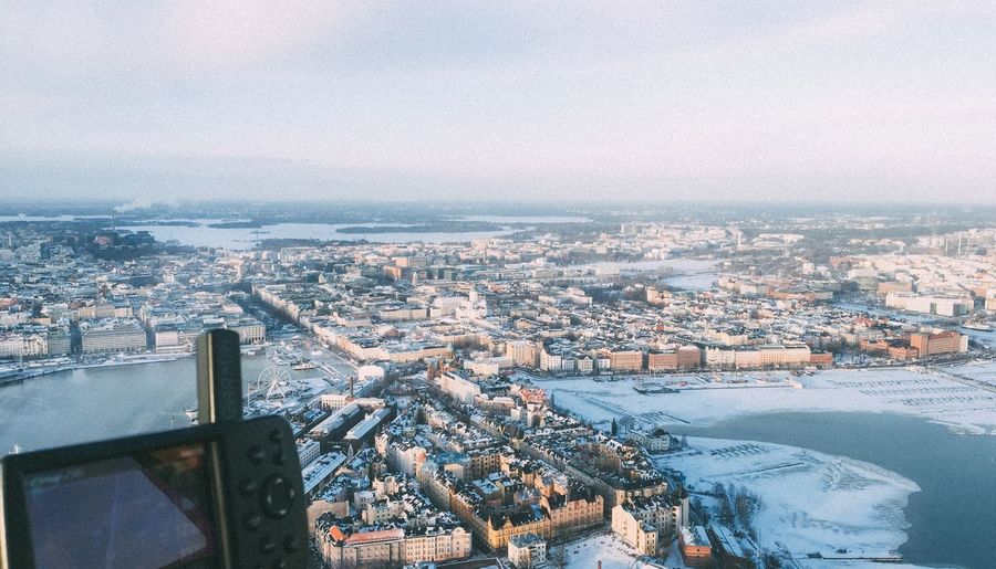 High angle view of city
