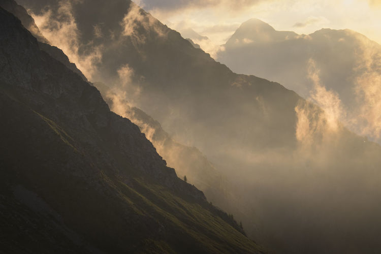 Low angle view of mountains against sky