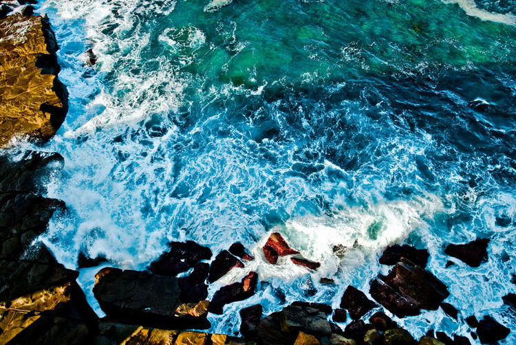 High angle view of rocks in swimming pool