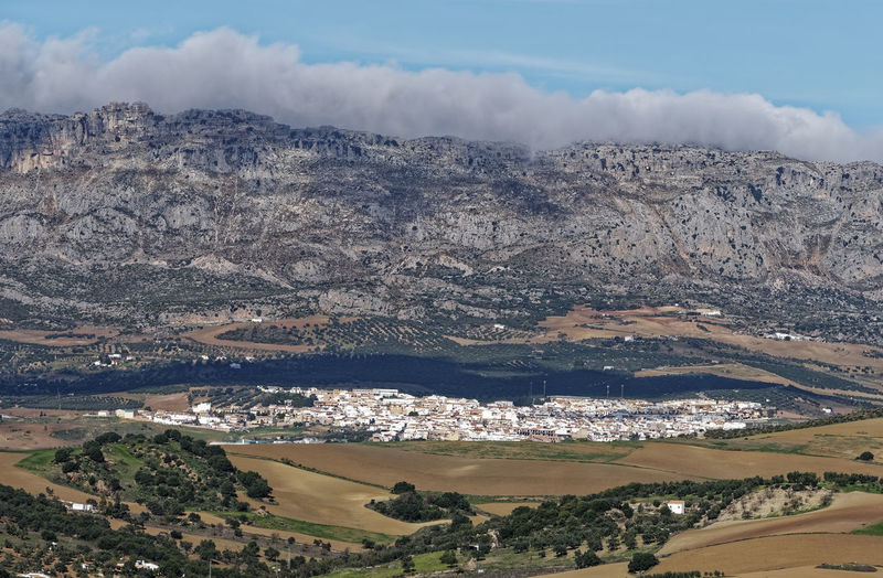 Panoramic high angle view of city of antequera.
