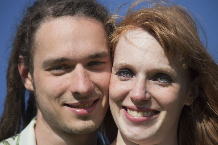 Close-up portrait of a happy couple